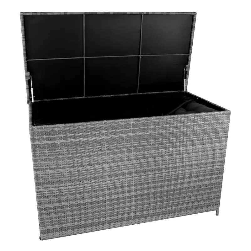 Large Rattan-Style Cushion Storage Box – 996L Capacity, Slate Grey 1