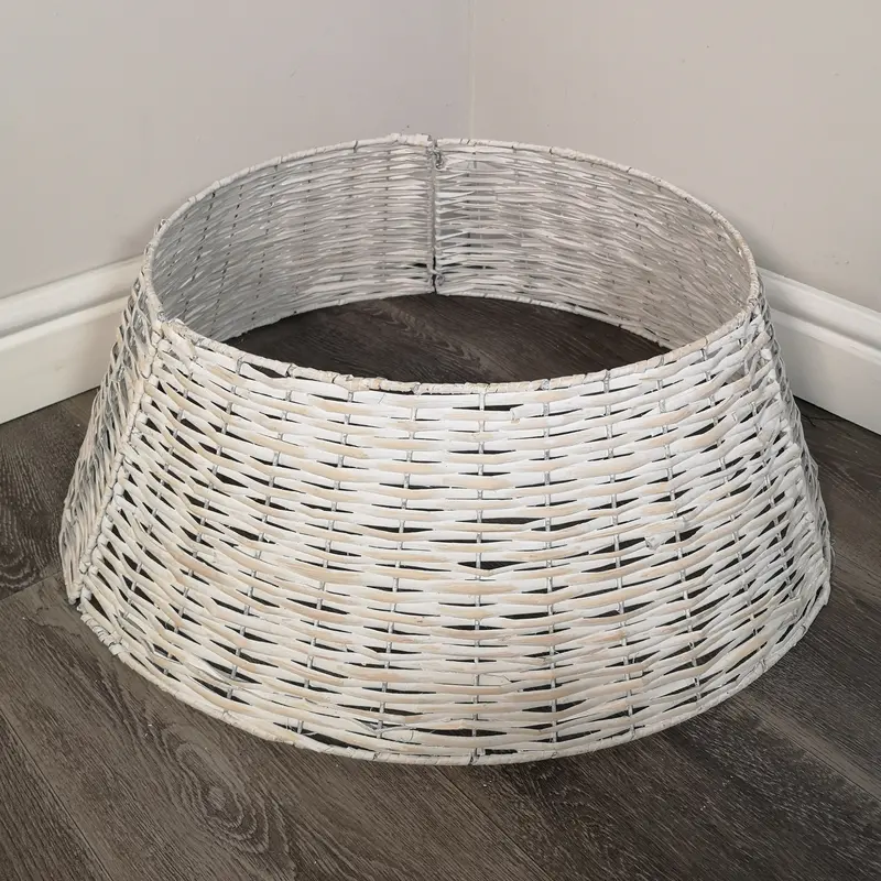 Large White-Washed Rattan Tree Skirt – 48Cm / 70Cm Samuel Alexander Willow 1