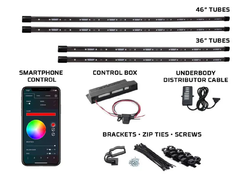 Led Glow Lu-Ub-Mbt40.2 Bluetooth-Controlled Undercar Kit – 4-Piece Rgb 1
