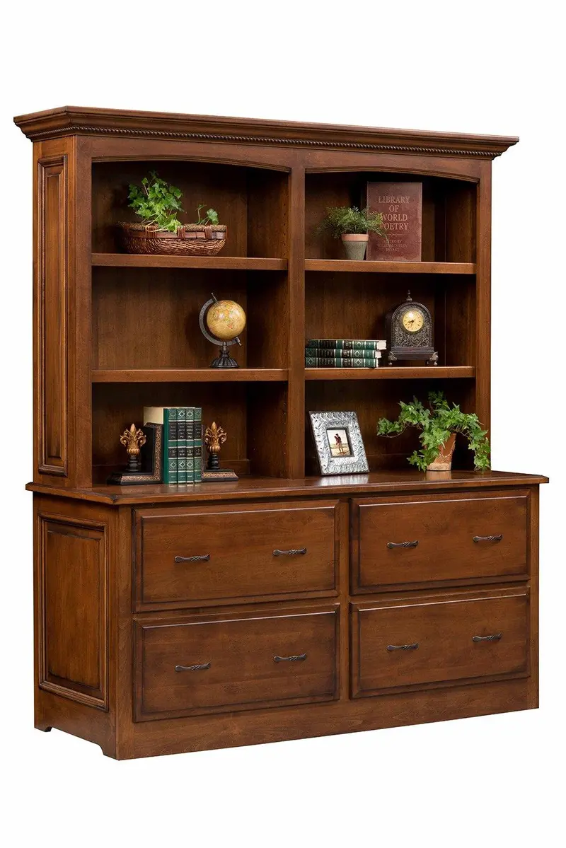 Liberty Double Lateral File With Integrated Bookshelf – Amish Solid Wood 1