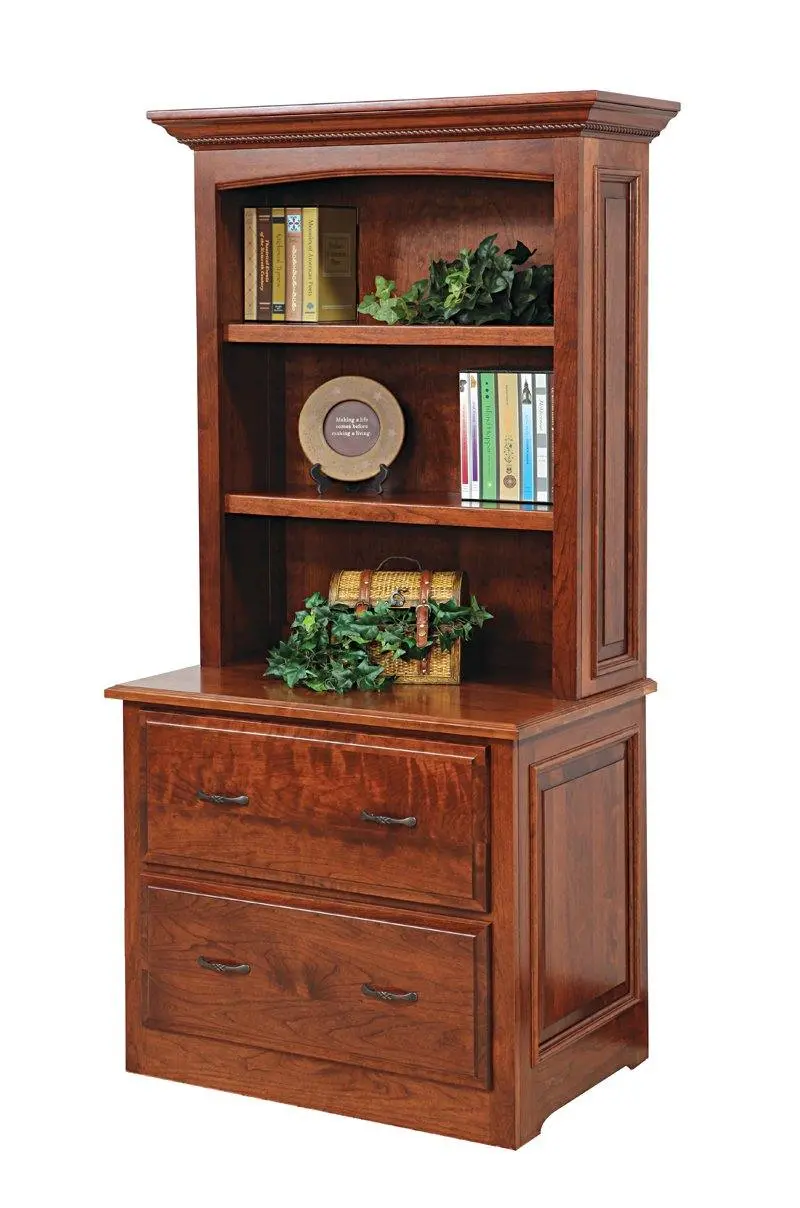 Liberty Lateral File Cabinet With Hutch – Handcrafted Amish Design 1