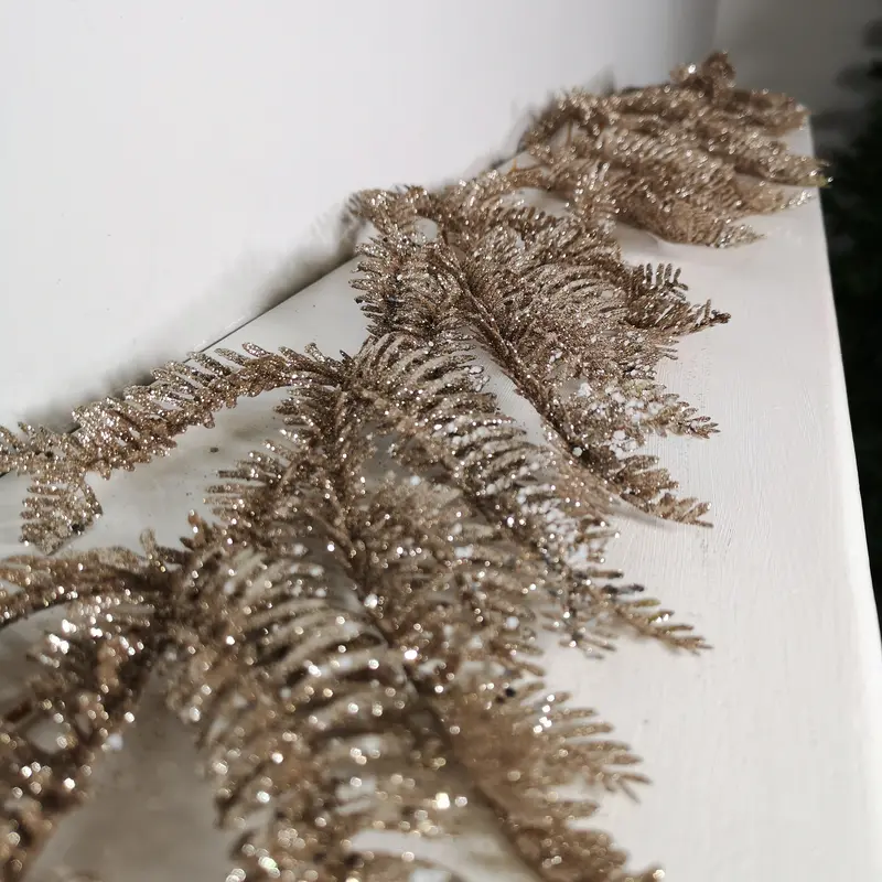 Light Champagne Glitter Fir Christmas Garland – 1.6M Festive Decor 1