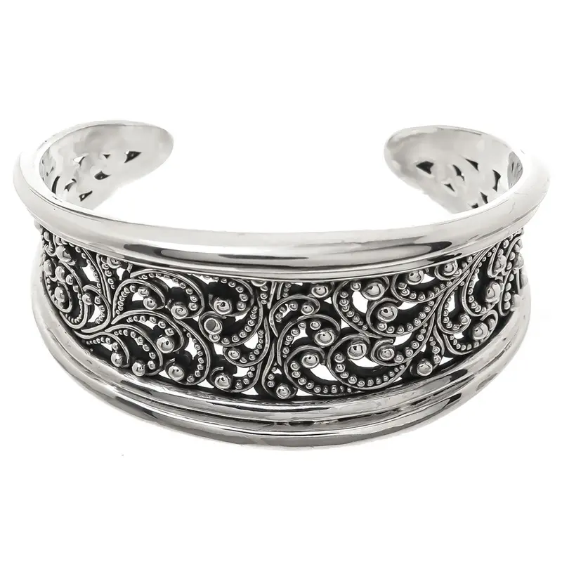 Lois Hill Scroll Caviar Bead Cuff Bracelet 1