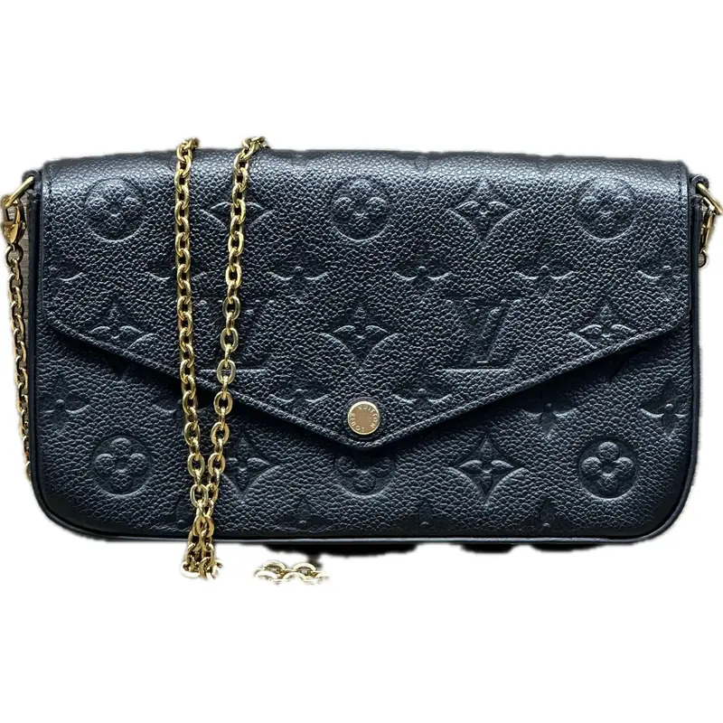 Louis Vuitton Félicie Pochette – Sleek Black Monogram Leather Clutch 1