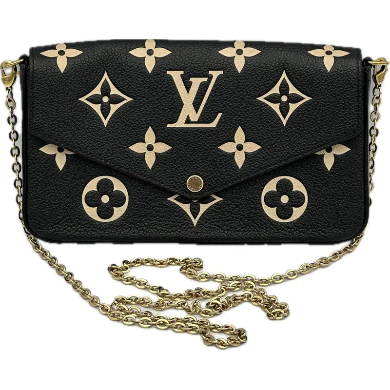 Louis Vuitton Pochette Félicie In Black And Beige Monogram Empreinte Leather 1