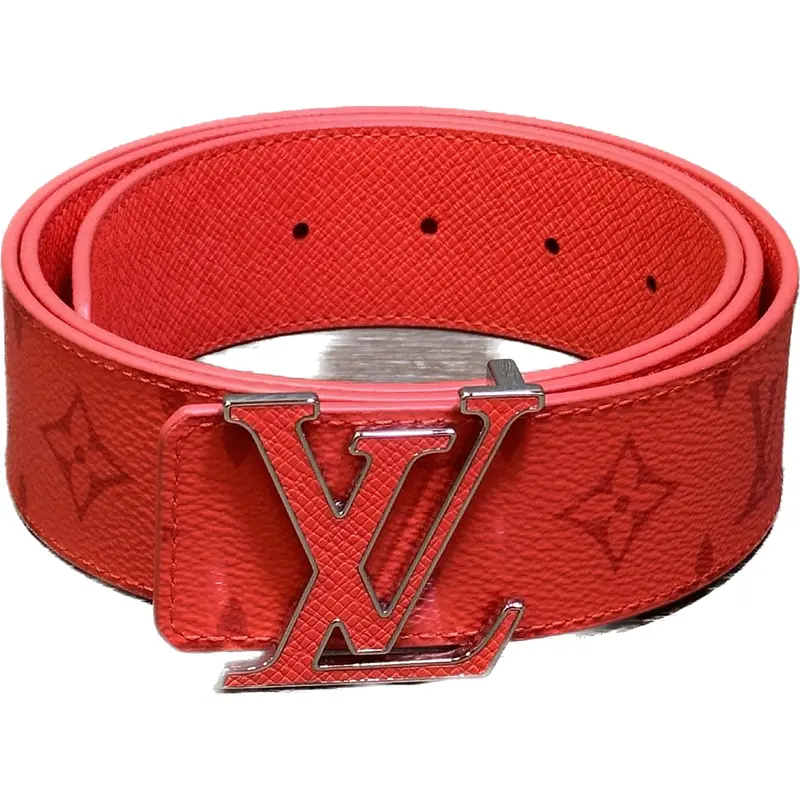 Louis Vuitton Red Monogram Reversible Belt With Lv Initials – Size 38 1