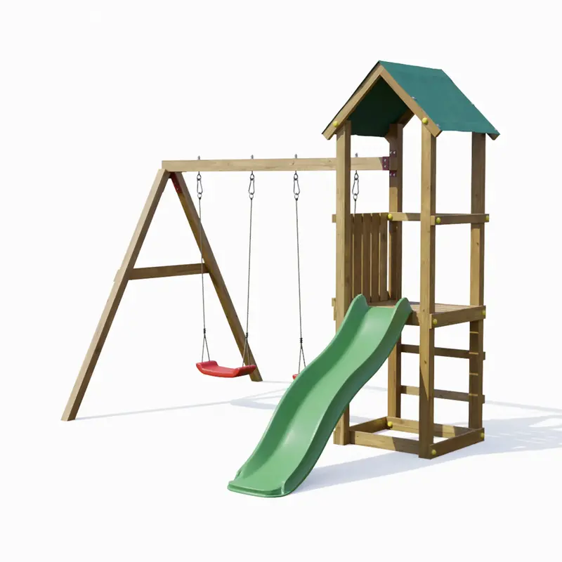 Lucas Wooden Playhouse With Slide 1
