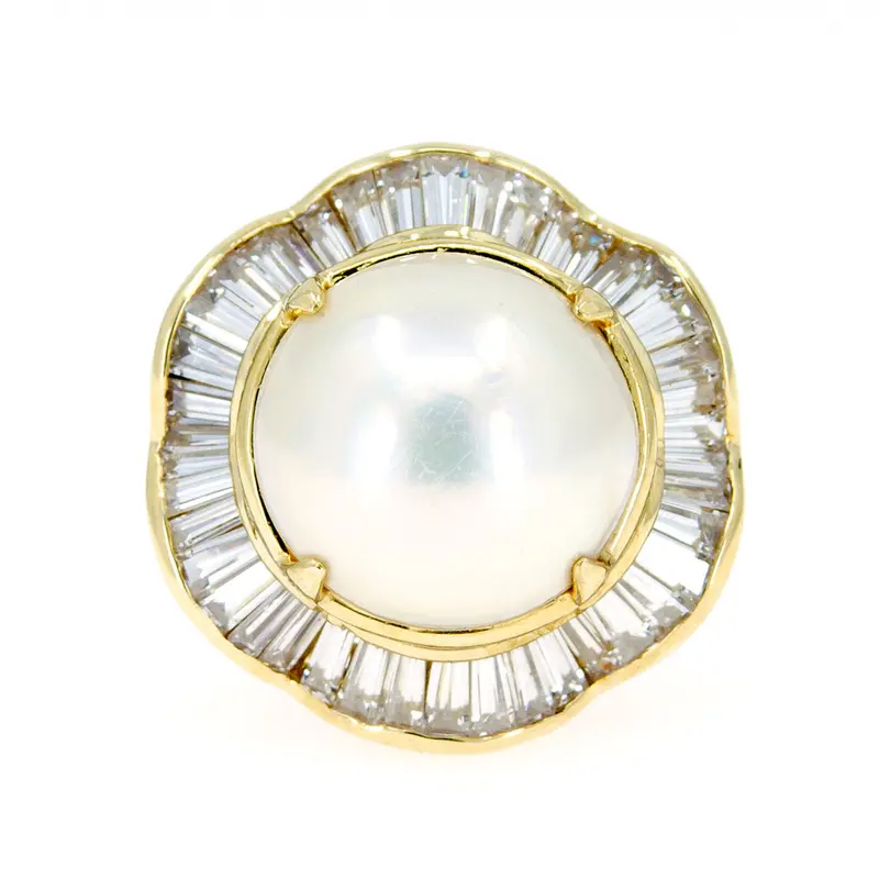 Mabe Pearl And Diamond Ballerina-Style Cocktail Ring 1
