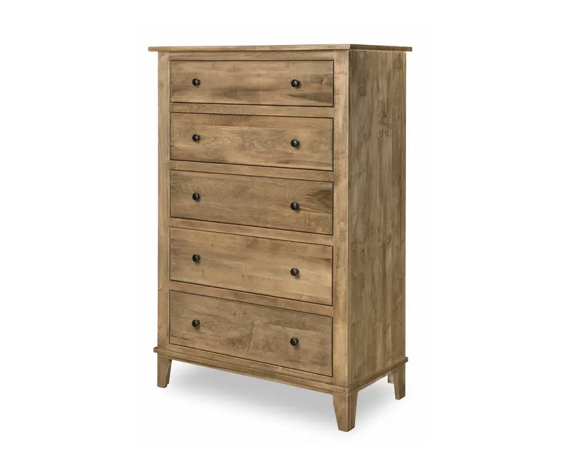 Madison Amish 5-Drawer Tall Chest – Slim Vertical Dresser In Solid Hardwood 1
