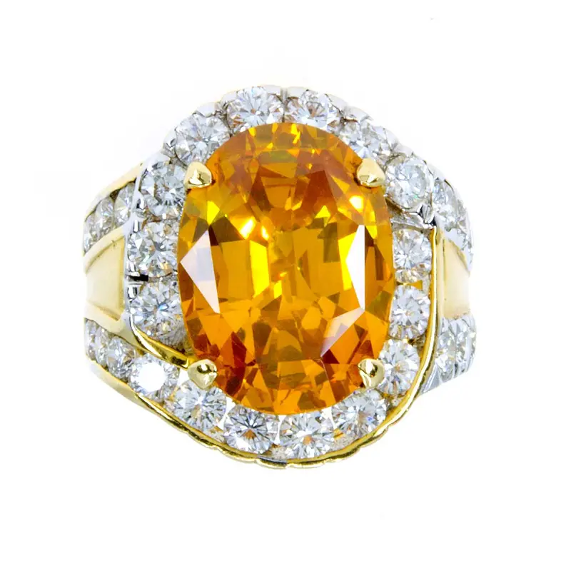 Men’S 12.50Ct Diamond And Citrine Cocktail Ring – 18K Gold Statement Piece 1