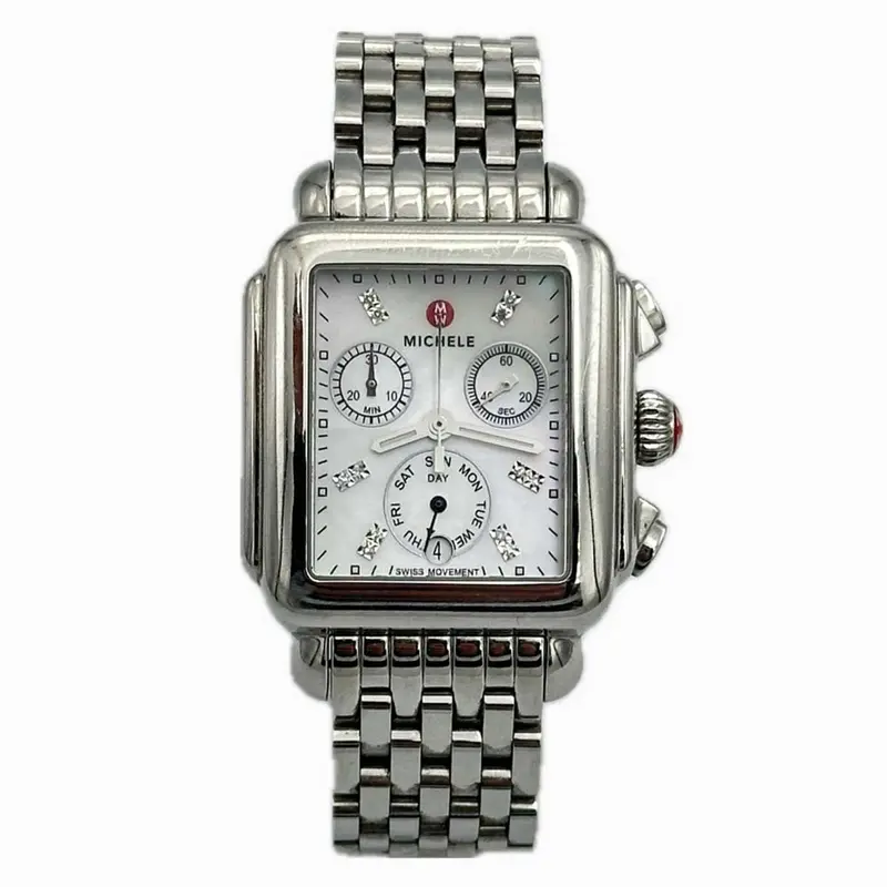 Michele Deco Stainless Steel Watch With Diamond Accents 1