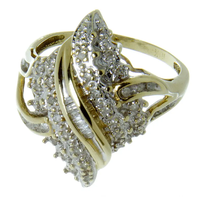 Mid-Century Cocktail Ring With Round And Baguette Diamonds (0.25Ct) 1