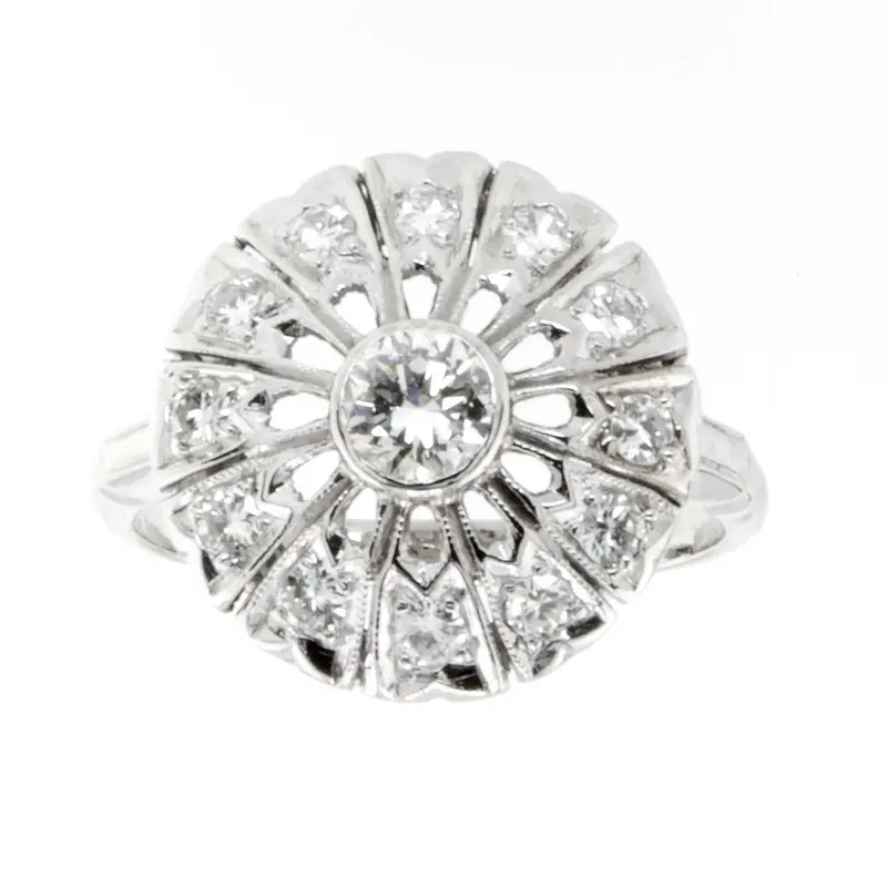 Mid-Century Diamond Circle Cocktail Ring – Vintage 1950S Design 1
