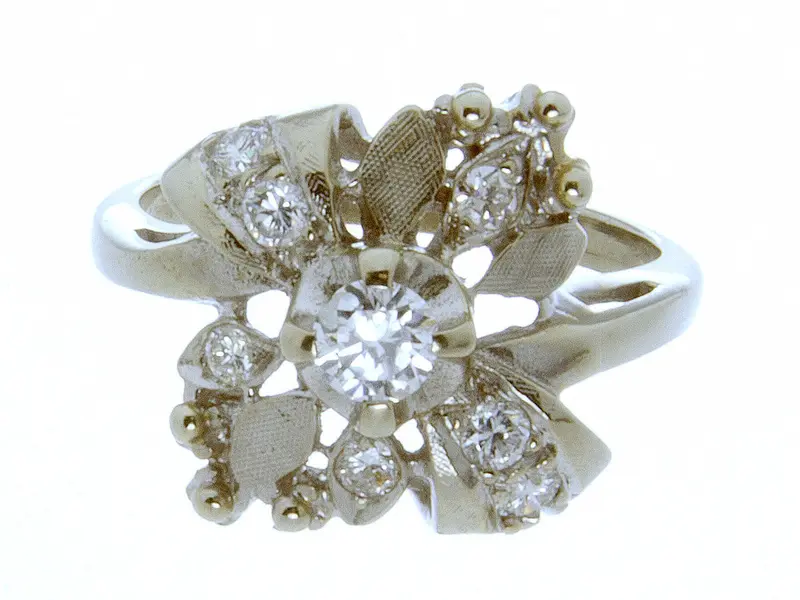 Mid-Century Diamond Cocktail Ring – Vintage 1940S–1950S Statement Design 1