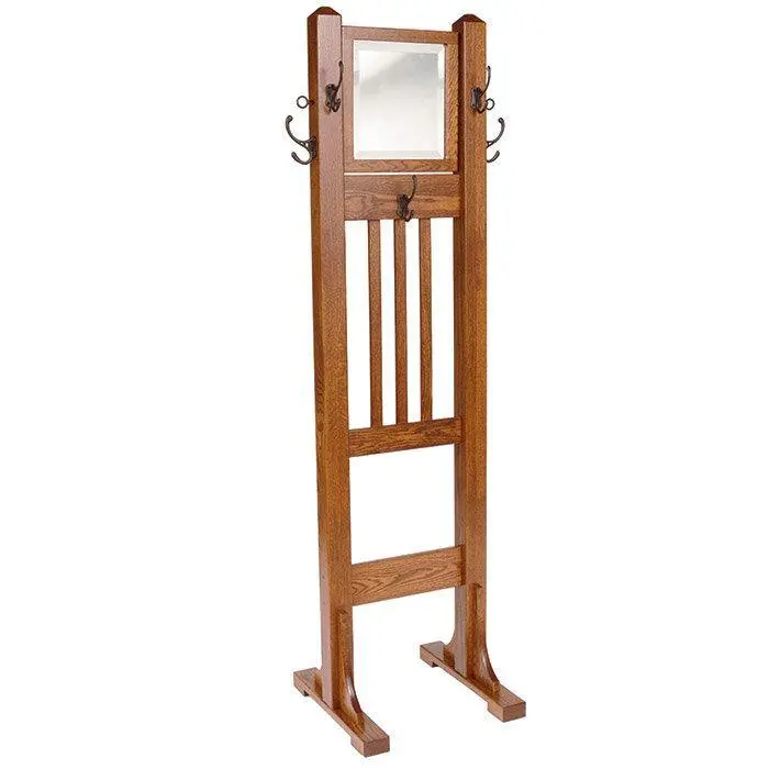 Mission Hall Tree Featuring Full-Length Mirror And Coat Hooks 1
