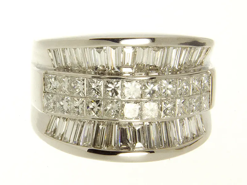Modern Wide Diamond Band – 4.00Ct Princess And Baguette Cut Stones 1