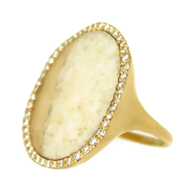 Monique Péan Fossilized Walrus Ivory And Diamond Ring – Ethically Sourced Sculptural Jewelry 1