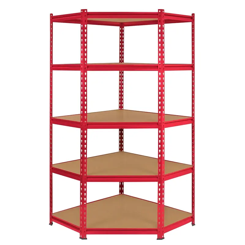 Monster Racking Z-Rax Corner Shelf Unit – 90Cm Wide, Red Powder-Coated Steel 1