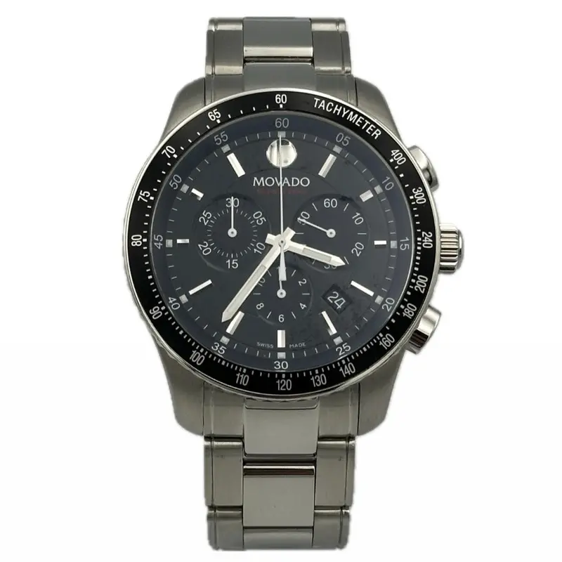Movado Series 800 Chronograph – Black Dial In Stainless Steel Case 1