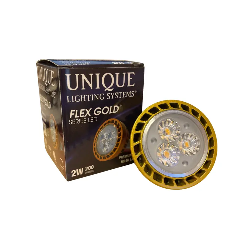 Mr16 Flex Gold Led Bulb – 2W 2700K Narrow Beam (15°) Low-Power Spotlight 1