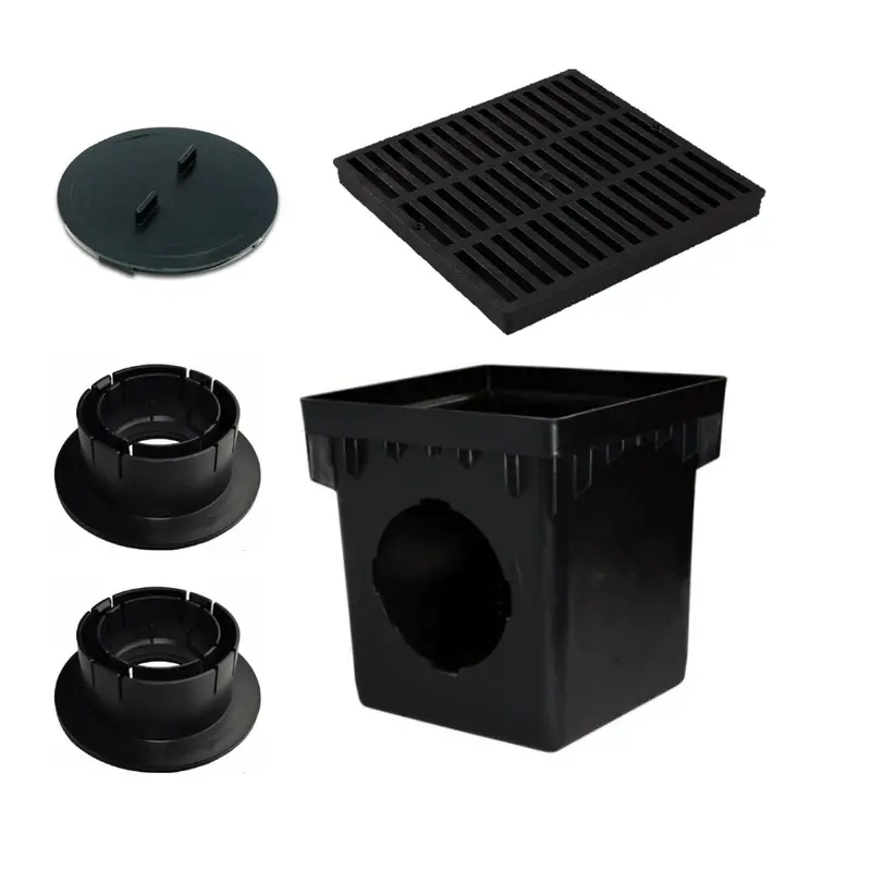 Nds 1200Blkit 12-Inch Square 2-Hole Basin Kit With Black Grate 1