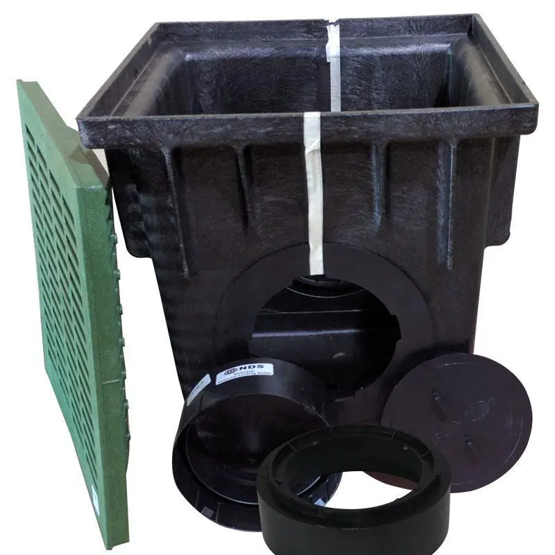 Nds 18-Inch Square 2-Hole Drain Basin Kit With Green Grate 1