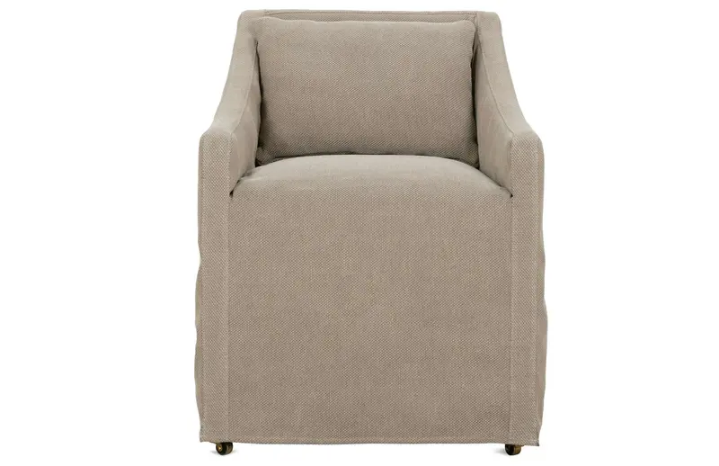 Odessa Slipcover Dining Arm Chair On Smooth-Rolling Casters 1