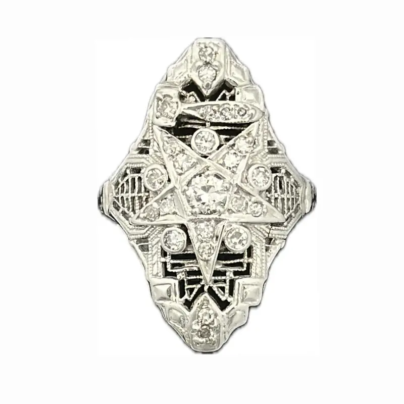 Order Of The Eastern Star Filigree Diamond Ring 1