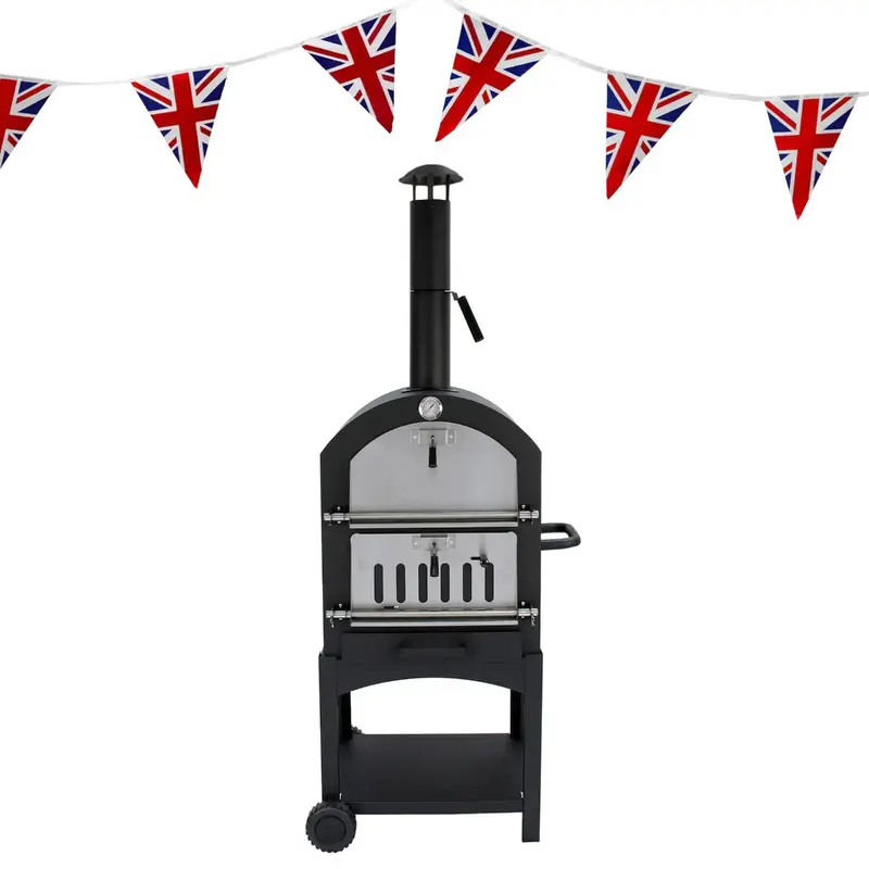 Outdoor Pizza Oven With Weatherproof Rain Cover And Union Jack Bunting 1