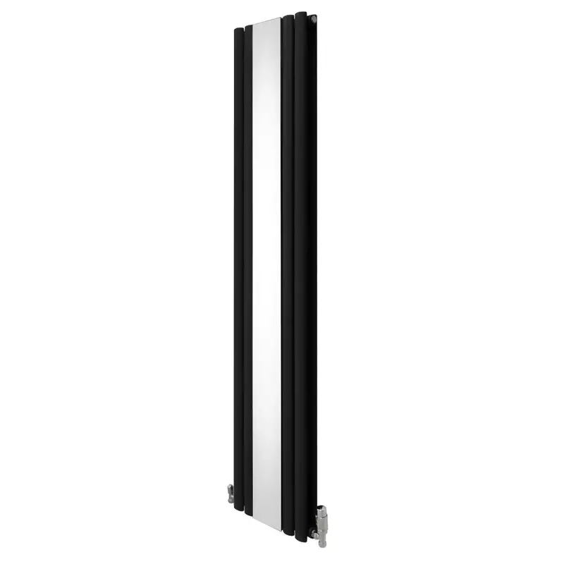 Oval Mirror-Effect Radiator With Valves – 1800Mm X 380Mm (Matte Black) 1