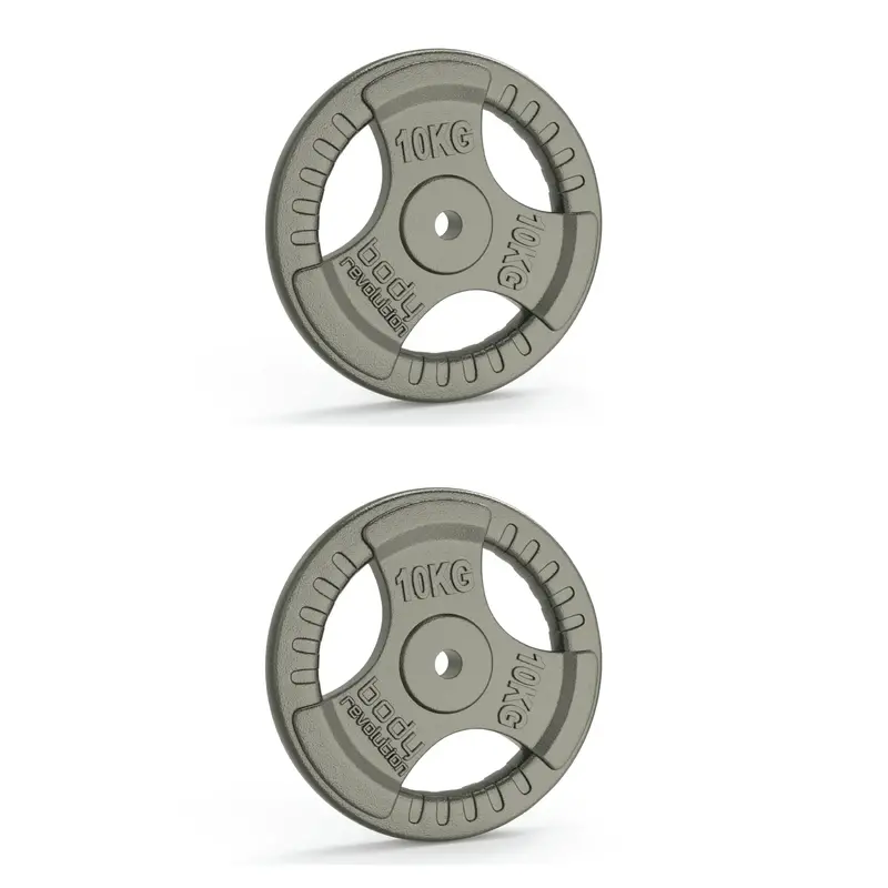 Pair Of 10Kg Cast Iron Standard Weight Plates (1" Tri-Grip) 1