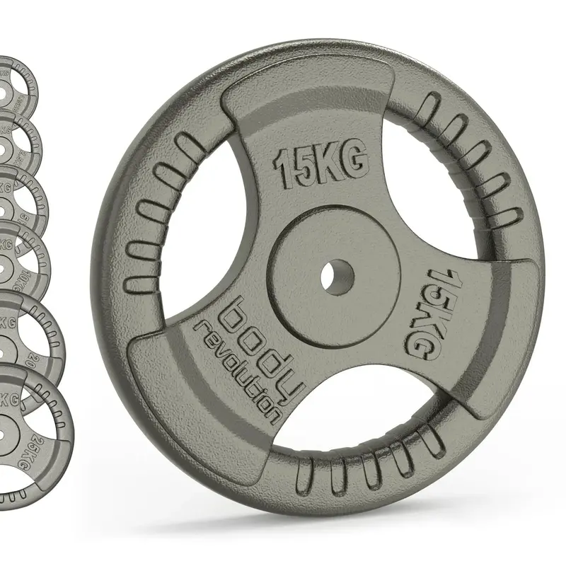 Pair Of 15Kg Cast Iron Standard Weight Plates (1" Tri-Grip) 1