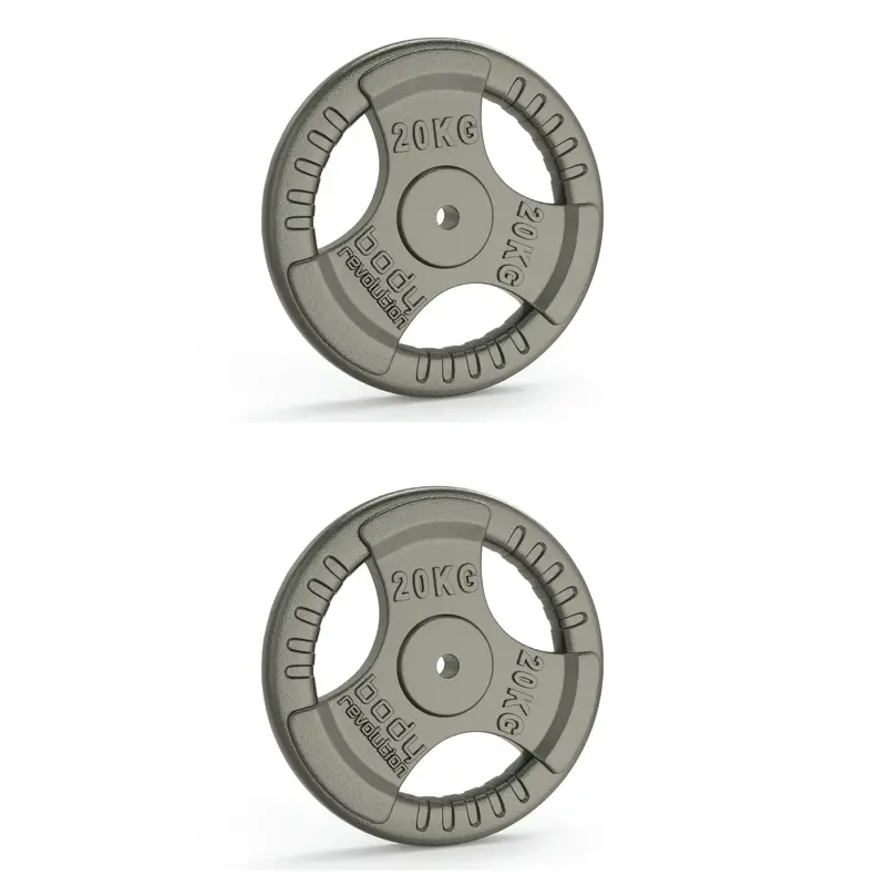 Pair Of 20Kg Cast Iron Standard Weight Plates (1" Tri-Grip) 1