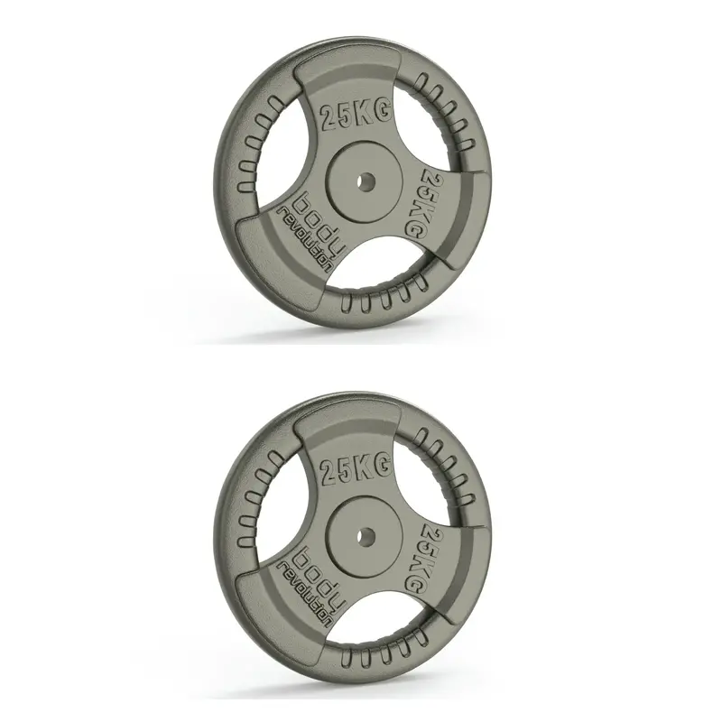 Pair Of 25Kg Cast Iron Standard Weight Plates (1" Tri-Grip) 1