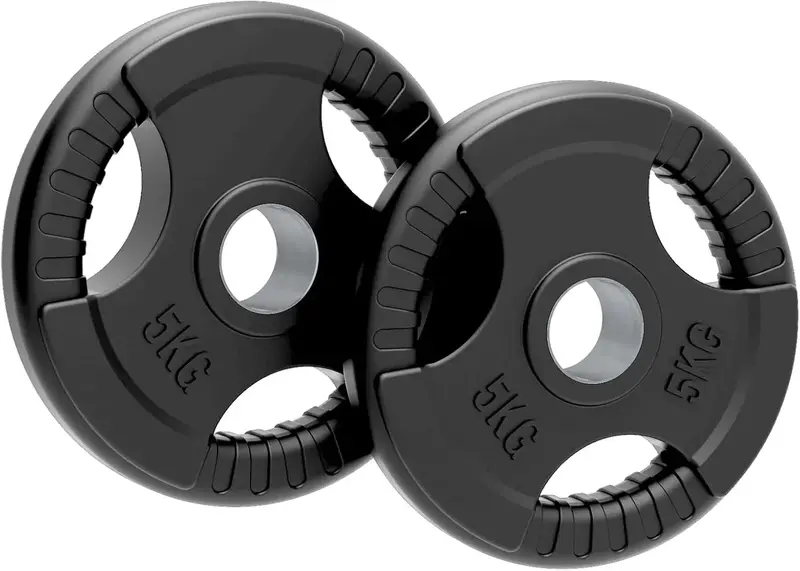 Pair Of 5 Kg Olympic Tri-Grip Rubber Plates – Black 1
