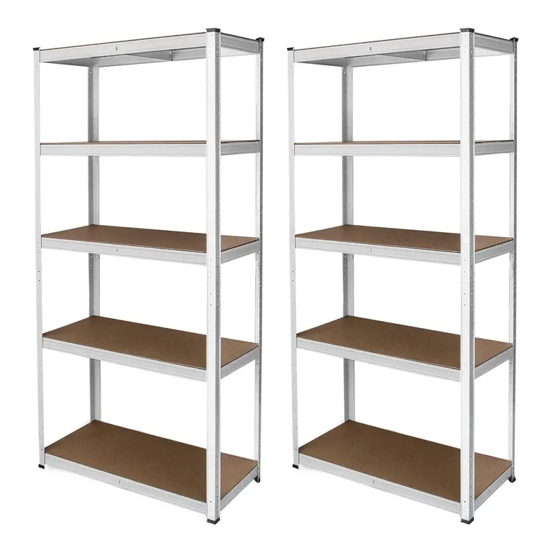 Pair Of White Steel Storage Racking Units – 90 X 40 X 180 Cm 1