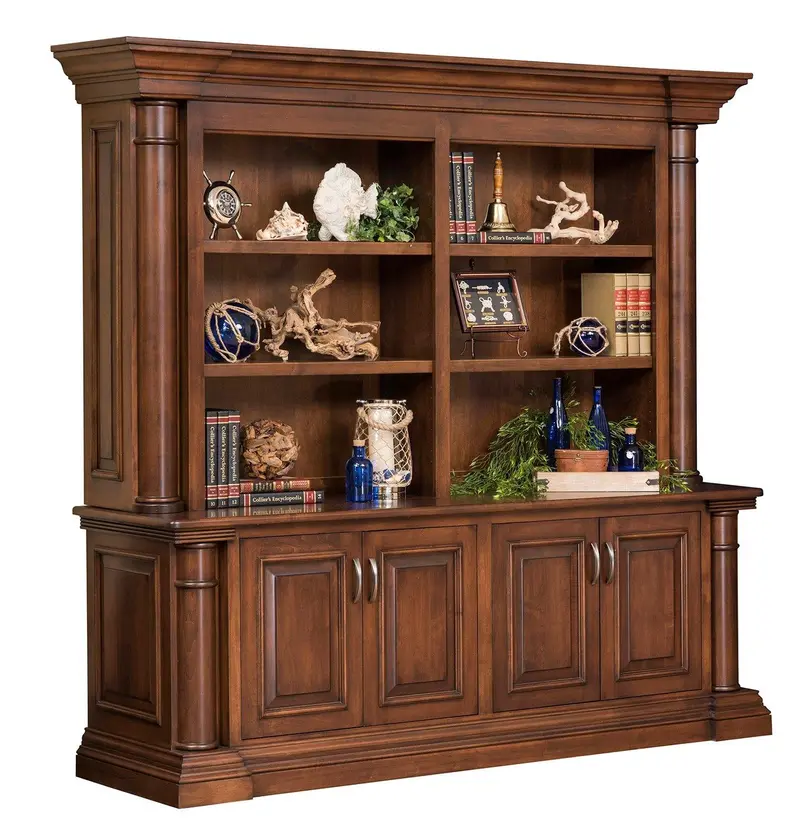 Paris Credenza And Overhead Hutch Combo – Amish-Made Office Storage 1