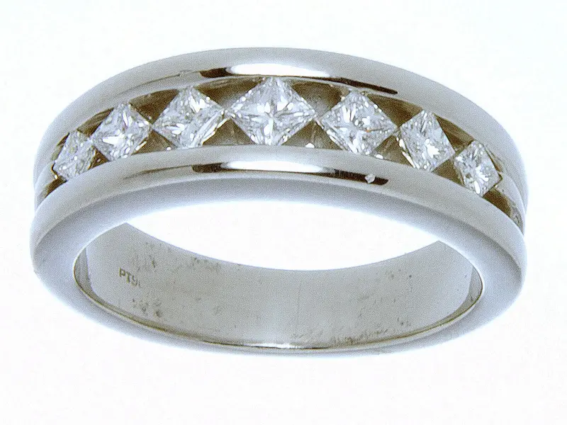 Platinum Diamond Wedding Band – 1.25 Carat Brilliant Cut Set 1