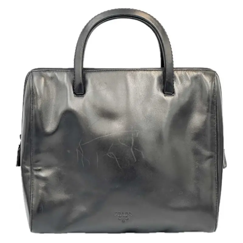 Prada Black Leather Top-Handle Handbag 1
