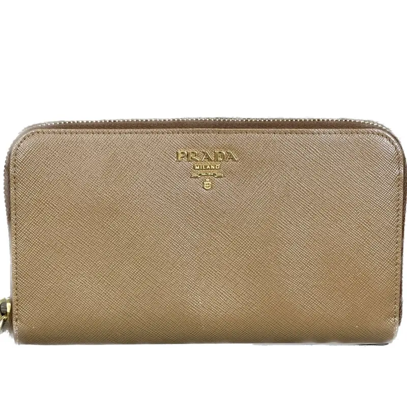 Prada Caramel Saffiano Leather Zip-Around Wallet 1