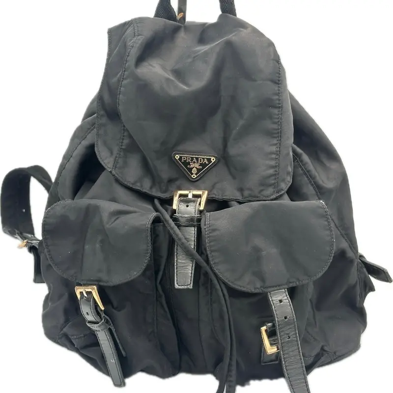 Prada Nylon Backpack In Matte Black With Gold-Tone Hardware 1