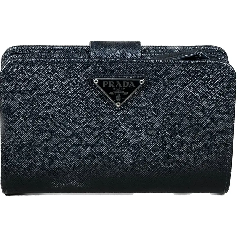 Prada Small Saffiano Leather Compact Wallet – Black 1