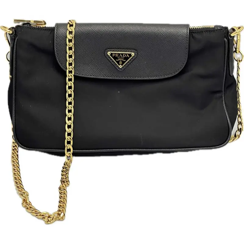 Prada Tessuto And Saffiano Crossbody Bag – Black Nylon With Leather Trim 1