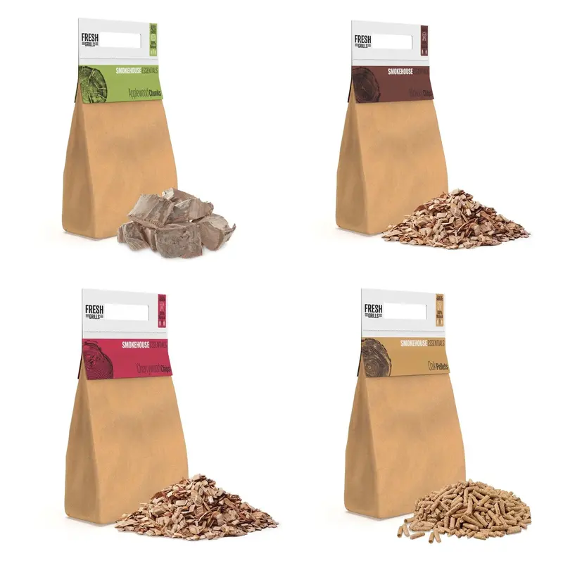 Premium Bbq Smoking Wood Variety Pack: Chunks, Pellets & Chips (500-Pack) 1
