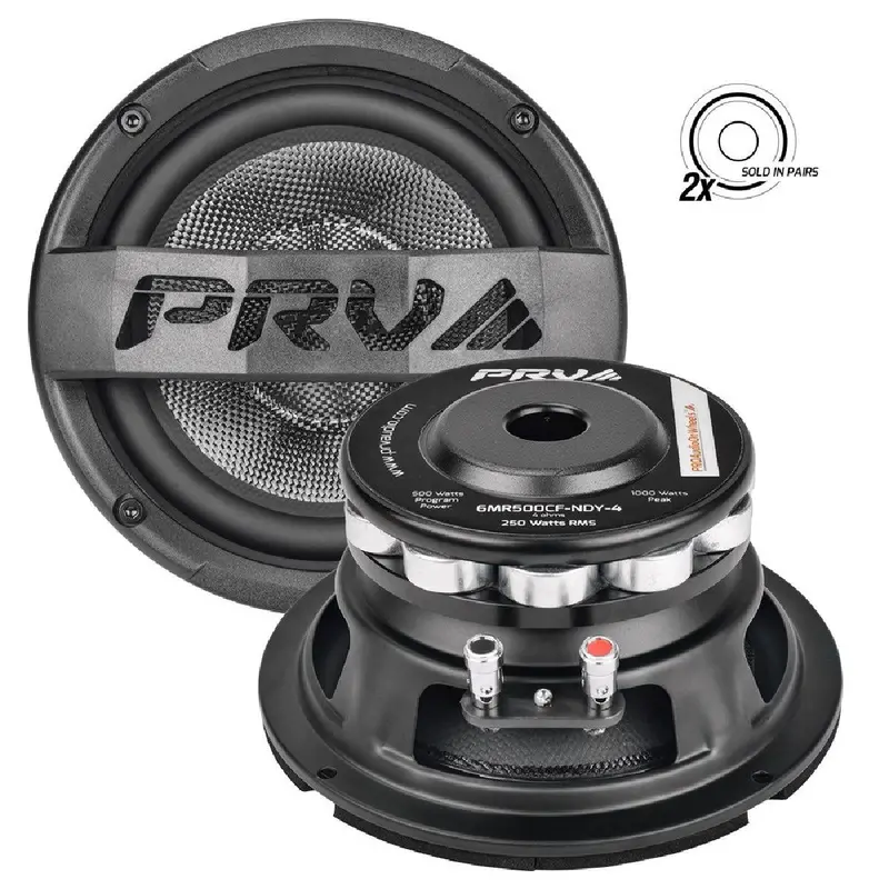 Prv Audio 6.5" Carbon Fiber Midrange Pair – Neodymium Magnet, 500W Program Power, 4-Ohm (6Mr500Cf-Ndy-4) 1