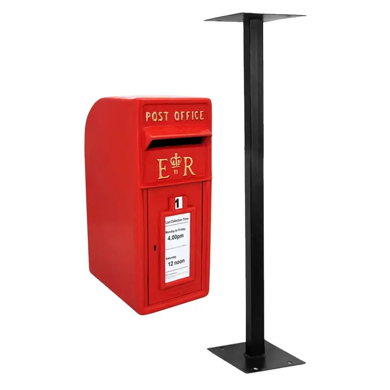Red Royal Mail-Style Post Box With Stand – Uk-Themed Decorative Mailbox 1