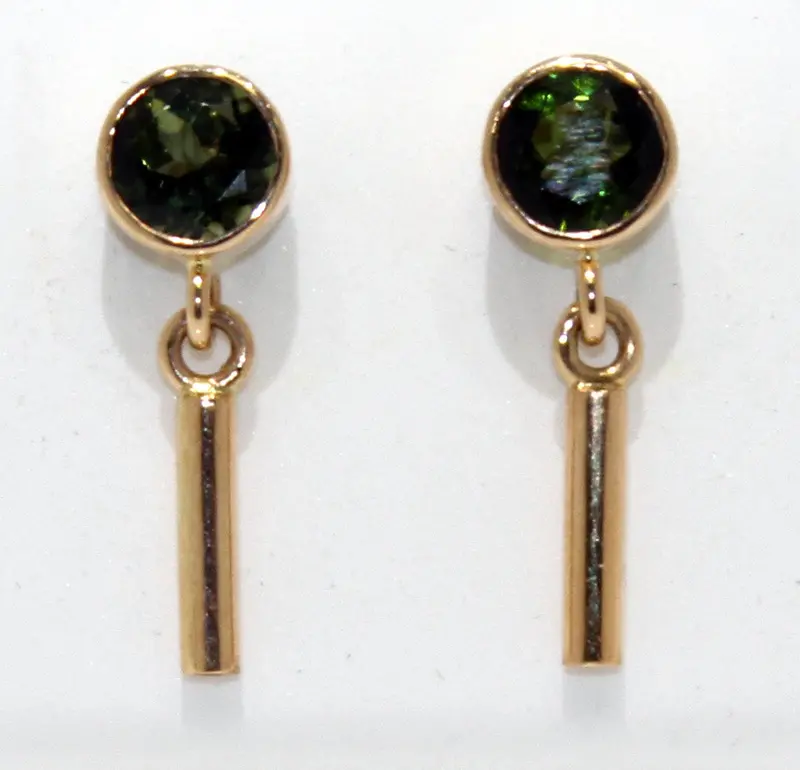 Retro Green Tourmaline Drop Earrings 1