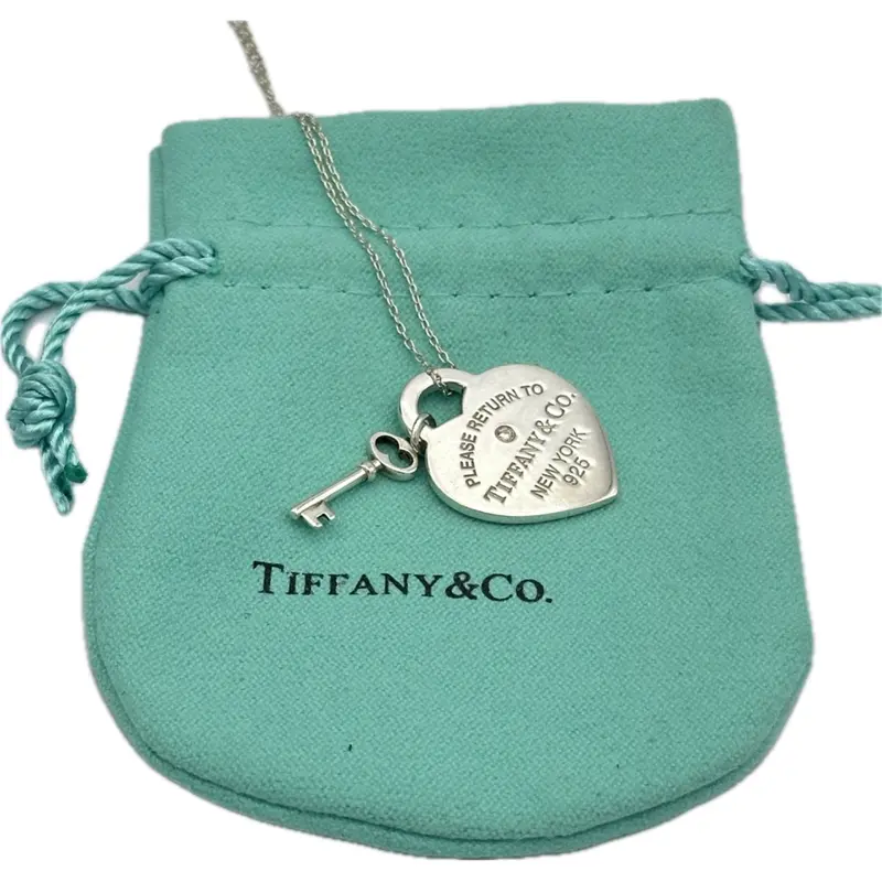 Return To Tiffany™ Medium Heart Tag & Key Necklace In Sterling Silver With Diamond Accent 1