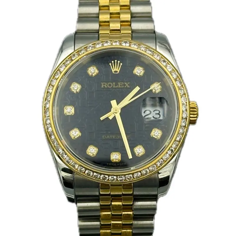 Rolex Datejust 36Mm – Ss/18K Gold, Black Jubilee Dial With Full Diamond Bezel 1
