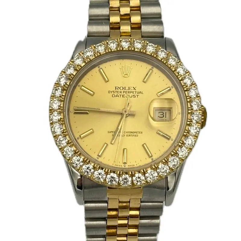 Rolex Datejust 36Mm – Ss/18K Gold, Champagne Dial With Pavé Diamond Bezel 1